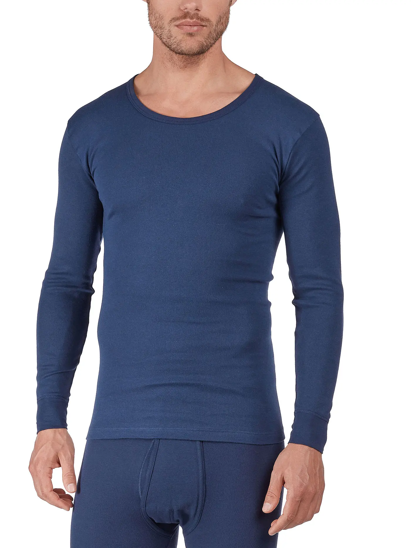 HUBER | Langarmshirt "Cormort" (Weiß) | blau